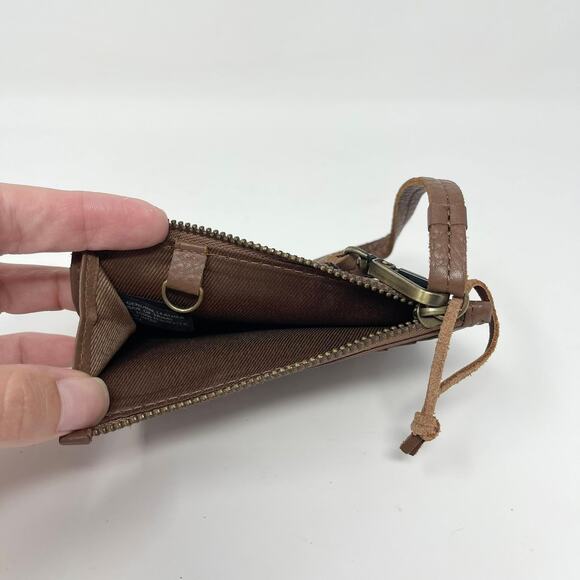 Leather Card Holder Wristlet Strap Womens Brown Pebble Leather Made in India - Picture 5 of 6
